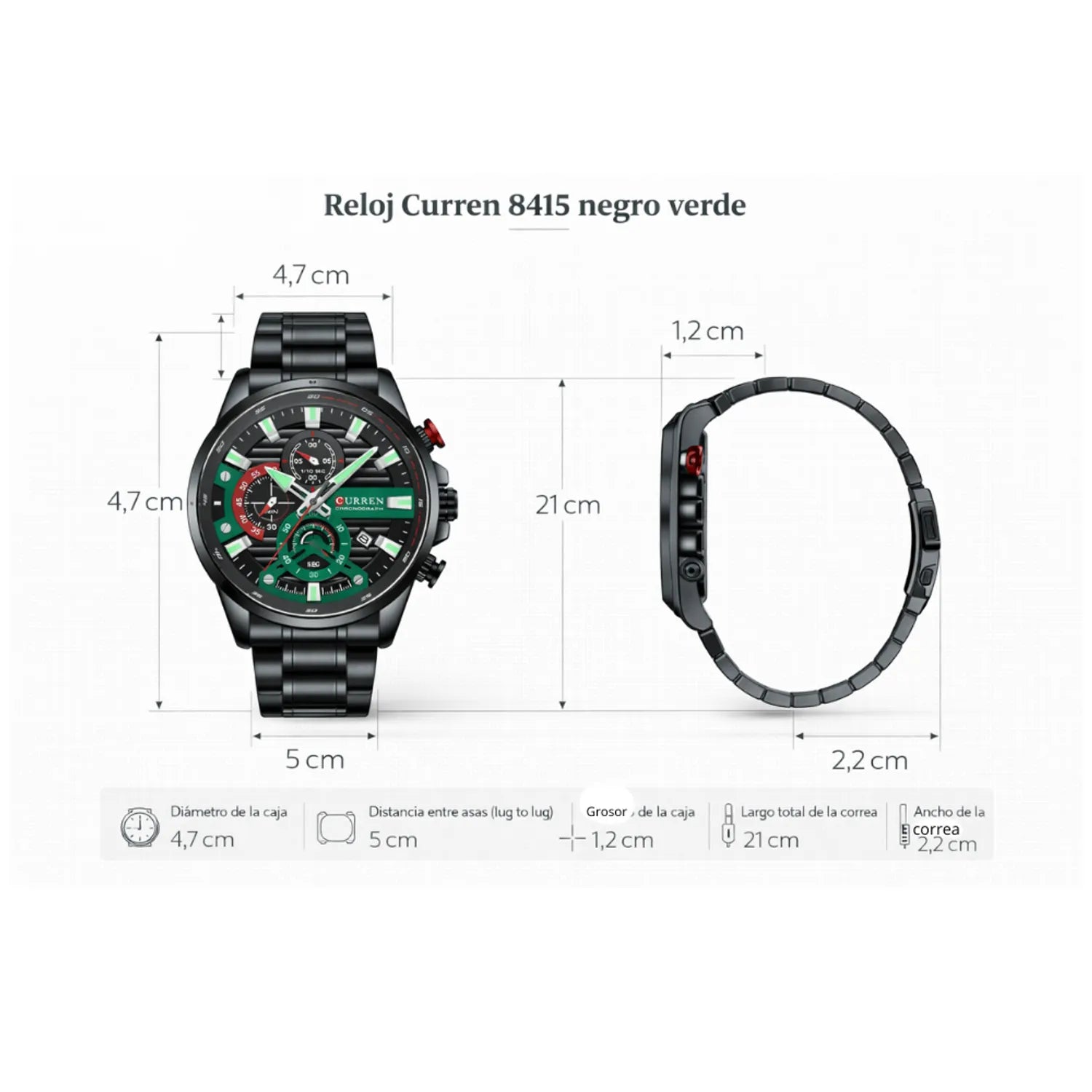 Reloj Curren 8415 Negro -verde