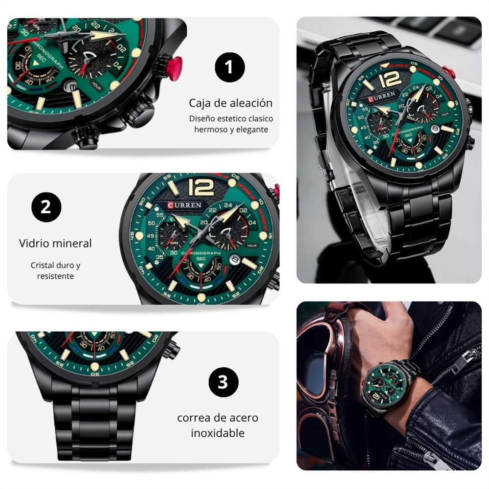 Reloj Curren 8395 Negro - verde
