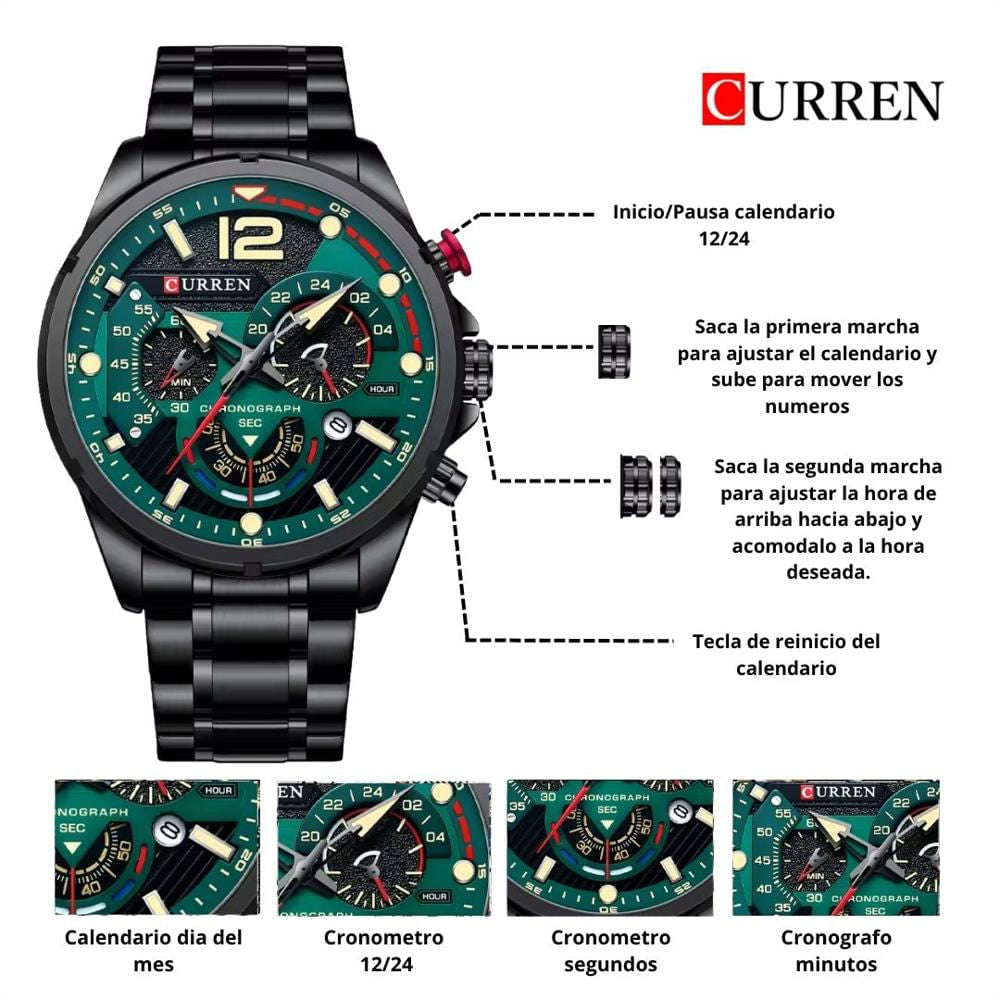 Reloj Curren 8395 Negro - verde