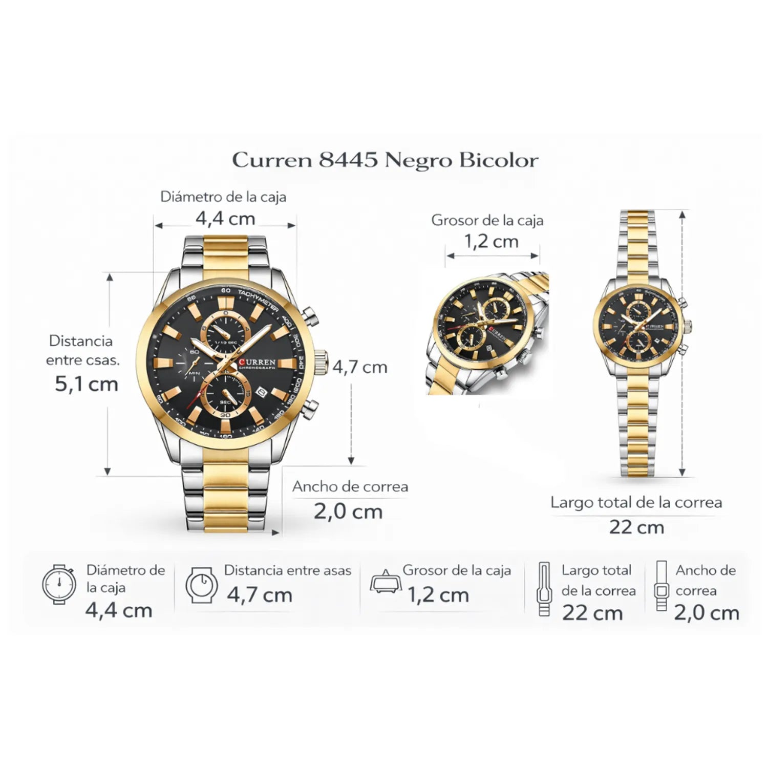 Reloj Curren 8445 Dorado - negro